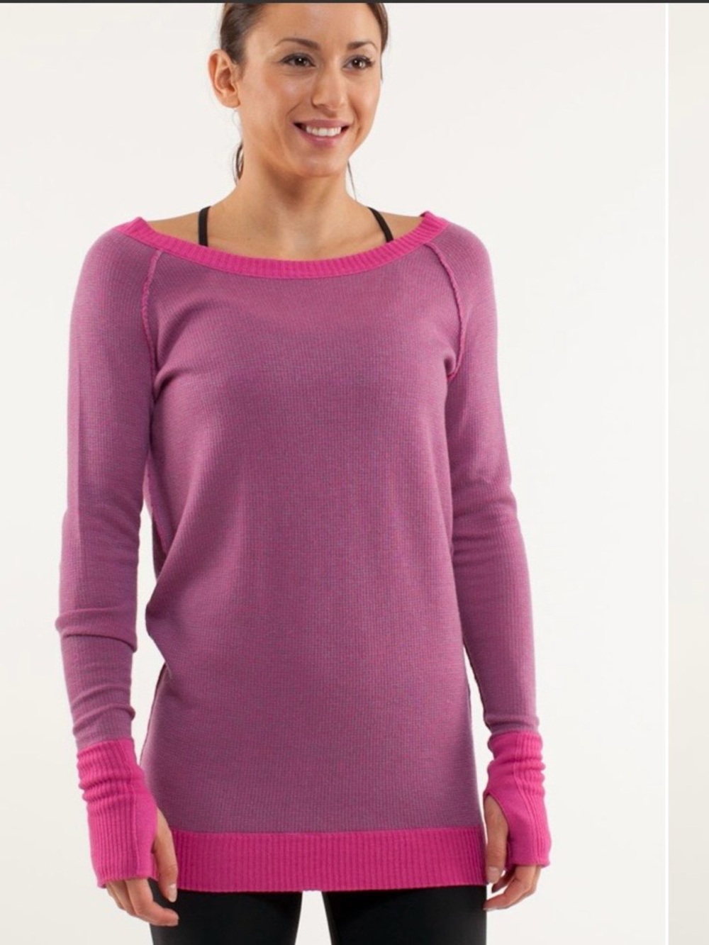 Lululemon Chai Time Pullover II Reversible Pink Medium* Knit Yoga Athleisure